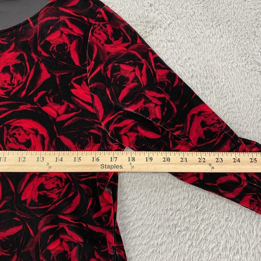 Chicos Travelers Dress Womens 4/6 Red Rose Velvet Sheath‎ Midi Party Cocktail 0 - Picture 7 of 15